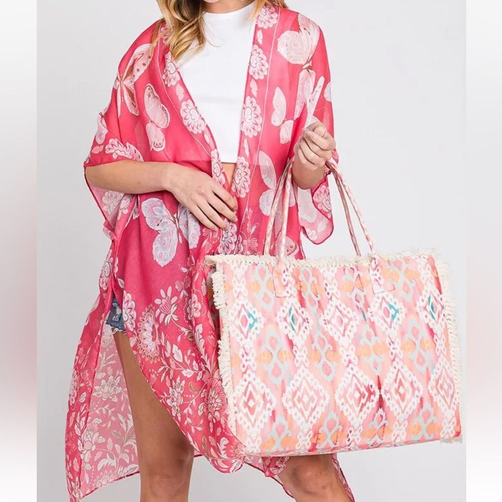 NEW Anthropologie Style Women Boho Pattern‎ Fringe Summer Beach Resort Tote Bag